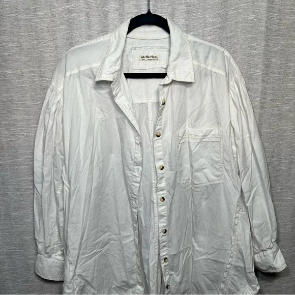 We The Free Crisp White Collared Button Down Shirt Size Large - Picture 5 of 16